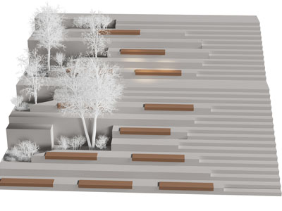 现代台阶景观 高差公园 山地公园景观