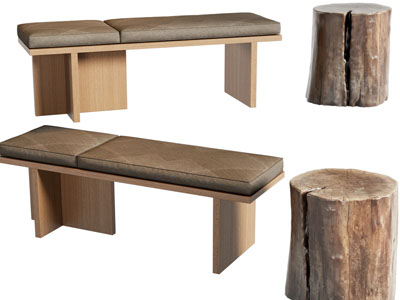 现代长凳子 沙发凳 原木坐墩