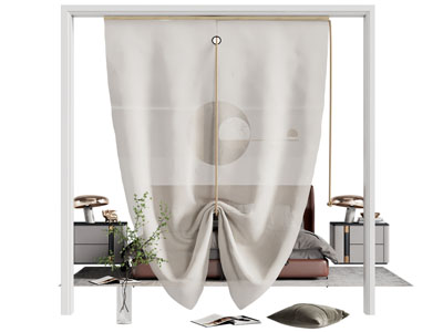 新中式门帘 布艺门帘3d模型 新中式门帘 布艺门帘