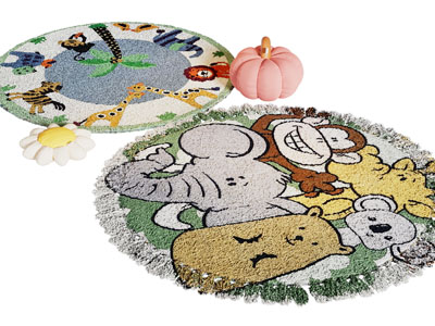 现代圆形卡通图案的地毯3d模型 现代圆形卡通图案的地毯