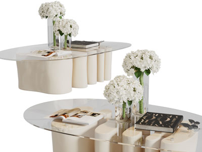 侘寂风玻璃茶几3d模型 侘寂风玻璃茶几