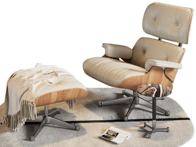 现代休闲躺椅 脚踏 边几