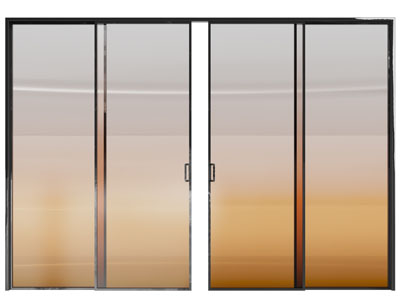 现代四扇渐变玻璃推拉门