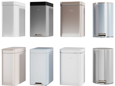 现代金属翻盖踩踏式垃圾桶