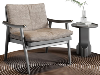 新中式休闲椅子 扶手椅子 边几