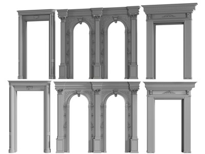 欧式门套、门拱、垭口3d模型 欧式门套、门拱、垭口