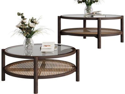 侘寂风圆形实木茶几3d模型 侘寂风圆形实木茶几