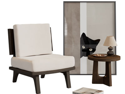 现代休闲椅子、边几