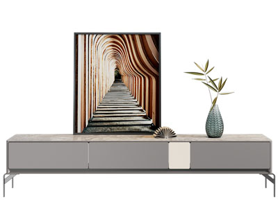现代电视柜 装饰画摆件组合