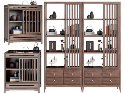新中式茶水台 餐边柜 装饰柜 博古架