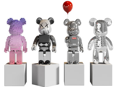 现代马赛克暴力熊雕塑雕刻摆件组合3d模型 现代马赛克暴力熊雕塑雕刻摆件组合