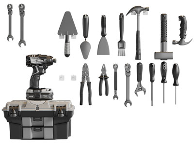 现代钳子、扳手、五金工具3d模型 现代钳子、扳手、五金工具