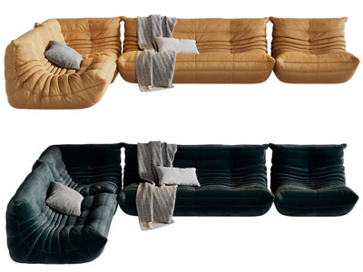 现代布艺多人懒人沙发