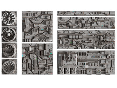 工业风loft科幻管道墙壁 电器墙壁3d模型 工业风loft科幻管道墙壁 电器墙壁