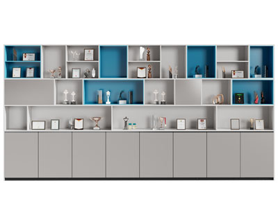 现代荣誉奖状、奖杯装饰柜