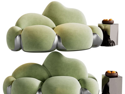 现代艺术多人沙发 边几