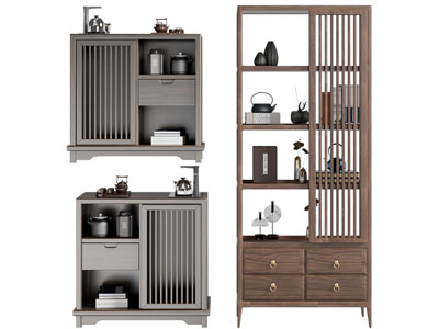 新中式茶吧台、茶水柜、边柜、餐边柜