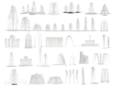 现代喷泉、水柱、瀑布水流