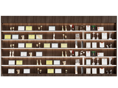 现代实木奖杯奖牌奖状展示收纳柜3d模型 现代实木奖杯奖牌奖状展示收纳柜