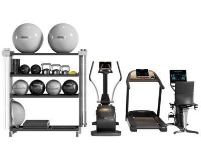 现代跑步机、椭圆机健身设备3d模型 现代跑步机、椭圆机健身设备