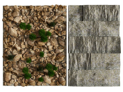 现代毛石 岩板背景墙3d模型 现代毛石 岩板背景墙