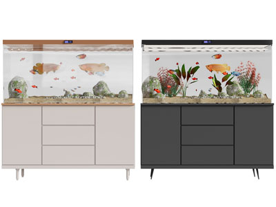 现代带收纳柜的鱼缸水族