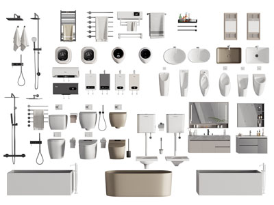 现代马桶 小便器 蹲式马桶 洗手台 毛巾架卫浴小件