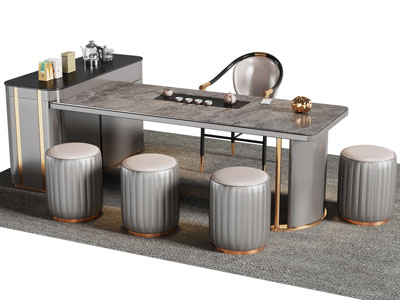 新中式大理石茶桌椅组合