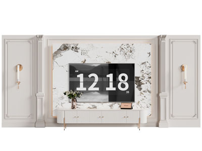 简欧电视背景墙3d模型 简欧电视背景墙