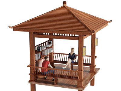 新中式凉亭、四角亭子