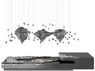 新中式水景雕塑雕刻摆件组合