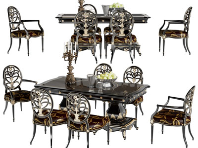 欧式雕花餐桌椅组合