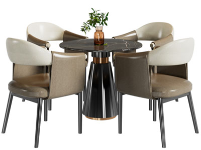 现代圆形休闲桌椅组合