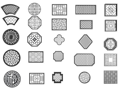 新中式镂花窗、花格、窗格