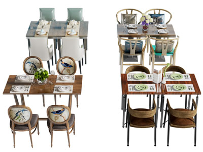 现代实木餐桌椅组合