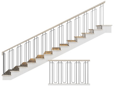 现代铁艺扶手台阶 楼梯3d模型 现代铁艺扶手台阶 楼梯