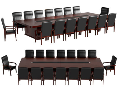 现代长方形会议桌椅组合3d模型 现代长方形会议桌椅组合