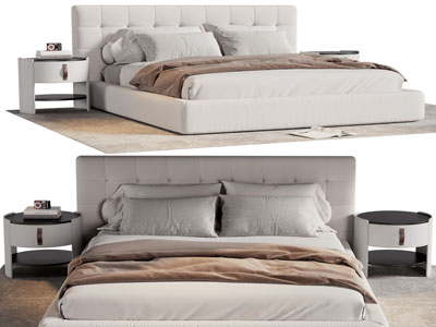 现代双人床、床头柜