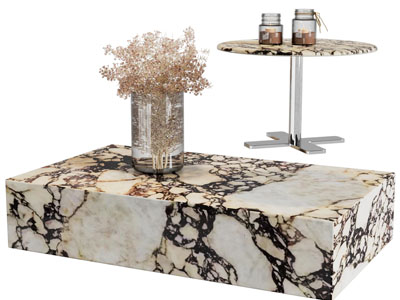 现代长方形、圆形茶几、边几3d模型 现代长方形、圆形茶几、边几