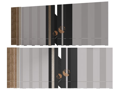 新中式背景墙3d模型 新中式背景墙