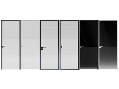 现代玻璃单扇平开门