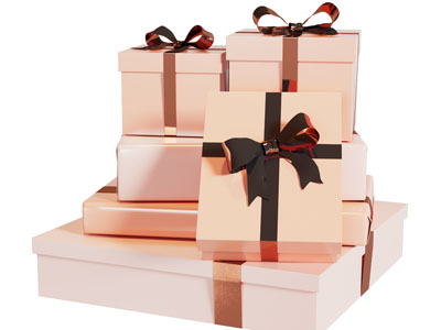 现代带蝴蝶结的礼品盒