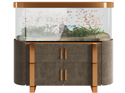 新中式带收纳柜的鱼缸水族
