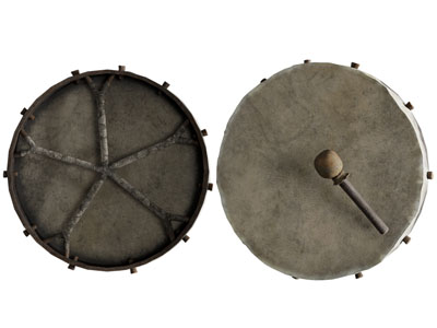 现代复古圆形大鼓、鼓棒3d模型 现代复古圆形大鼓、鼓棒