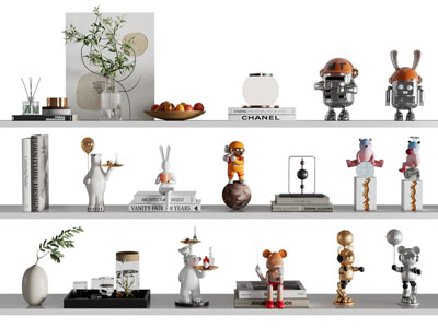 现代卡通雕塑雕刻摆件组合