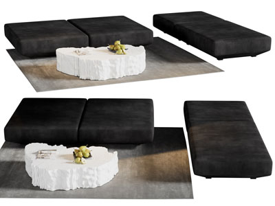 现代长方形沙发凳子、边几