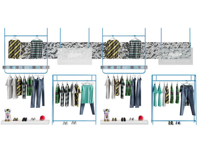 现代男装服装货架、衣架3d模型 现代男装服装货架、衣架