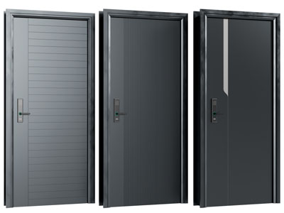 现代黑色单扇入户平开门