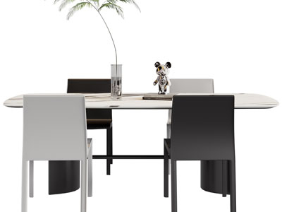 现代大理石餐桌椅组合