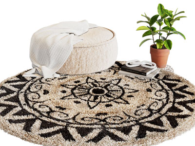 现代圆形沙发凳、圆形坐墩地毯